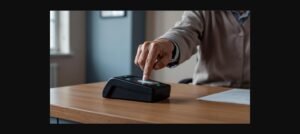 Pessoa idosa registrando biometria digital em leitor de impressão digital para requerer aposentadoria no INSS