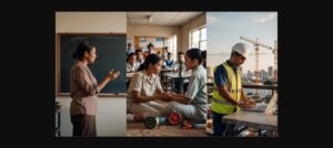 Professora, alunos e trabalhador da construção civil, profissões que podem se aposentar sem idade mínima