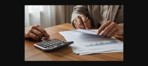 Mãos calculando descontos de empréstimo consignado sobre documentos financeiros, ilustrando a margem consignável do INSS em 2026