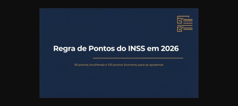 Regra de pontos do INSS em 2026: 93 pontos para mulheres e 103 pontos para homens na aposentadoria por tempo de contribuição