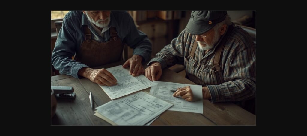 Idosos analisando documentos de tempo rural e urbano para aposentadoria híbrida do INSS